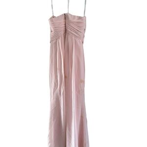 David’s‎ bridal chiffon pink strapless long dress